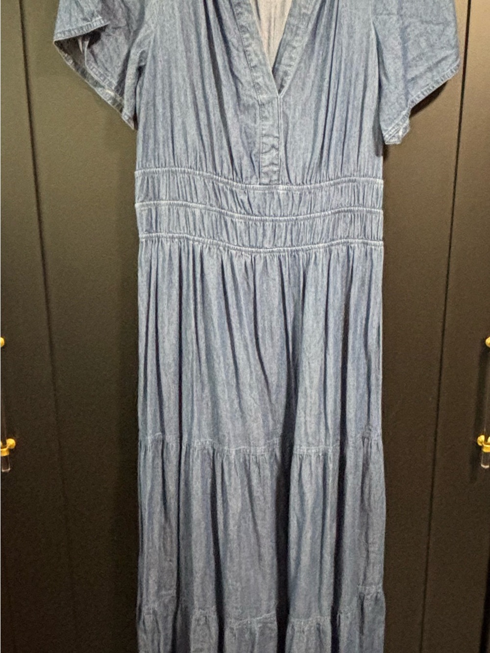 Tommy Hilfiger Light Blue Tiered V-Neck Maxi Dress